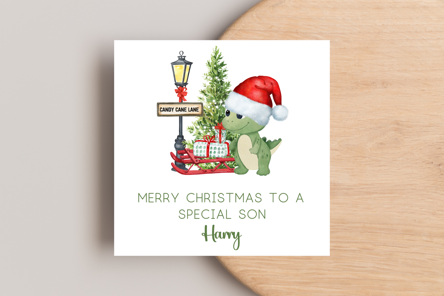 Personalised Dinosaur Christmas Card