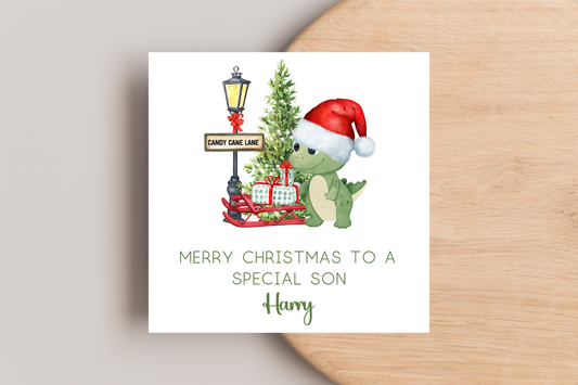 Personalised Dinosaur Christmas Card