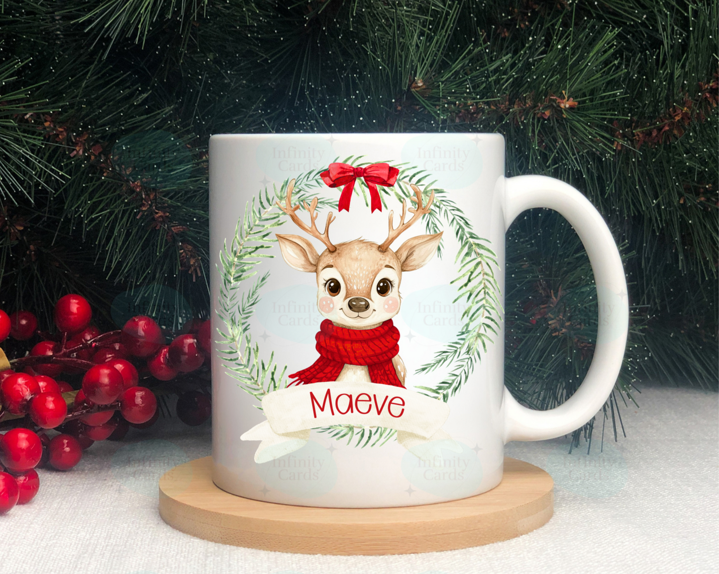 Personalised Reindeer Wreath Mug