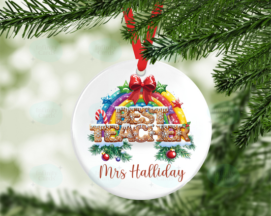 Personalised Best Teacher Christmas Tree Decoration