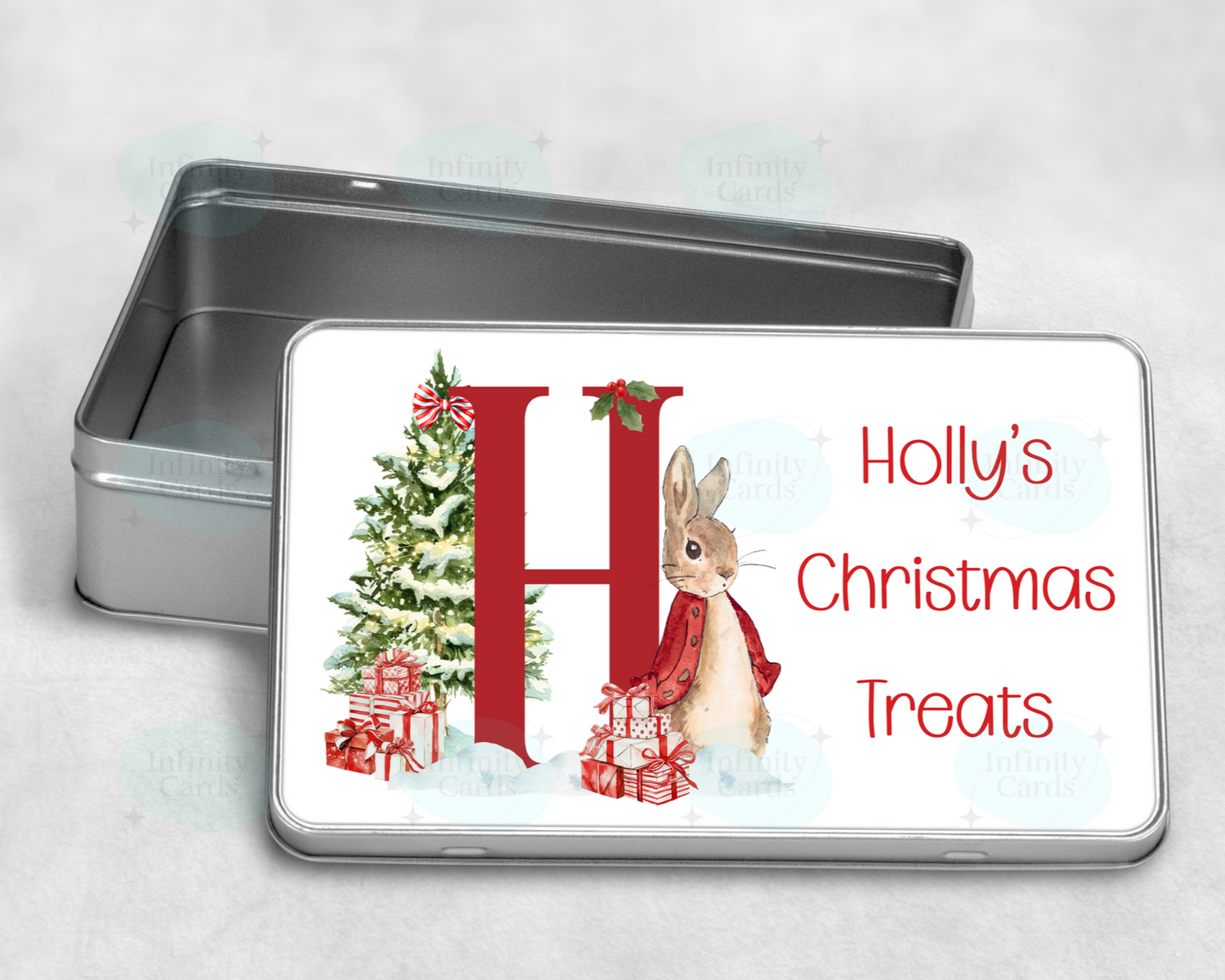 Personalised Peter Rabbit Christmas Treat Tin