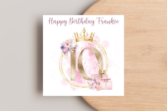 Personalised Princess Inspired Numbered Birthday Card