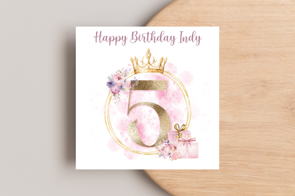 Personalised Princess Inspired Numbered Birthday Card