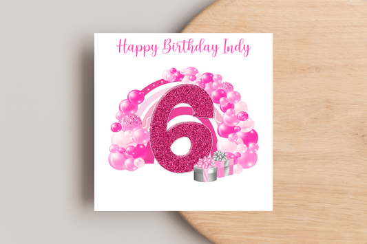 Personalised Pink Girly Birthday Card