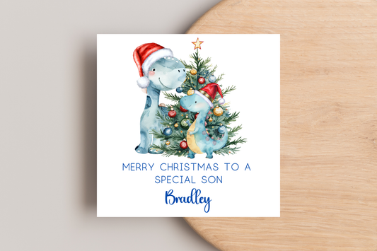 Personalised Dinosaur Christmas Card