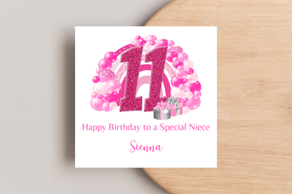 Personalised Pink Girly Birthday Card