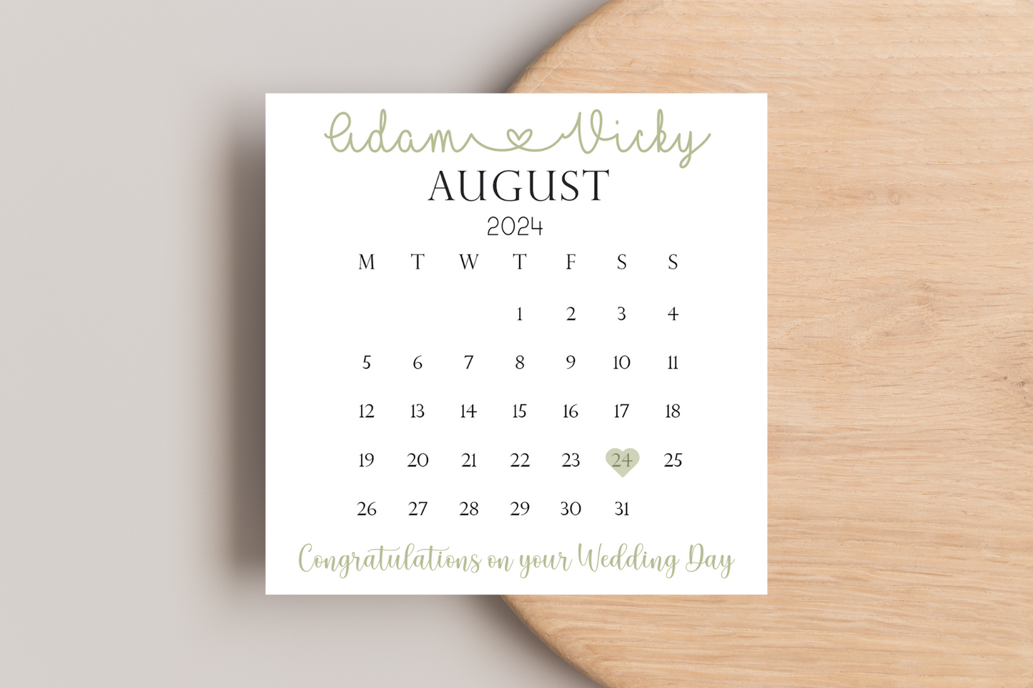 Personalised Wedding Date wedding day Card