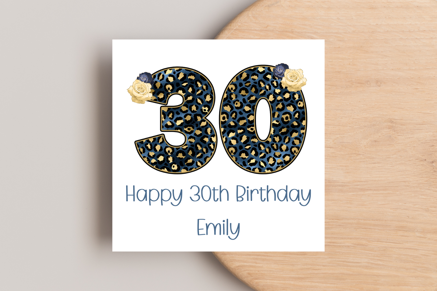 Personalised Leopard Print 30th Birthday Card