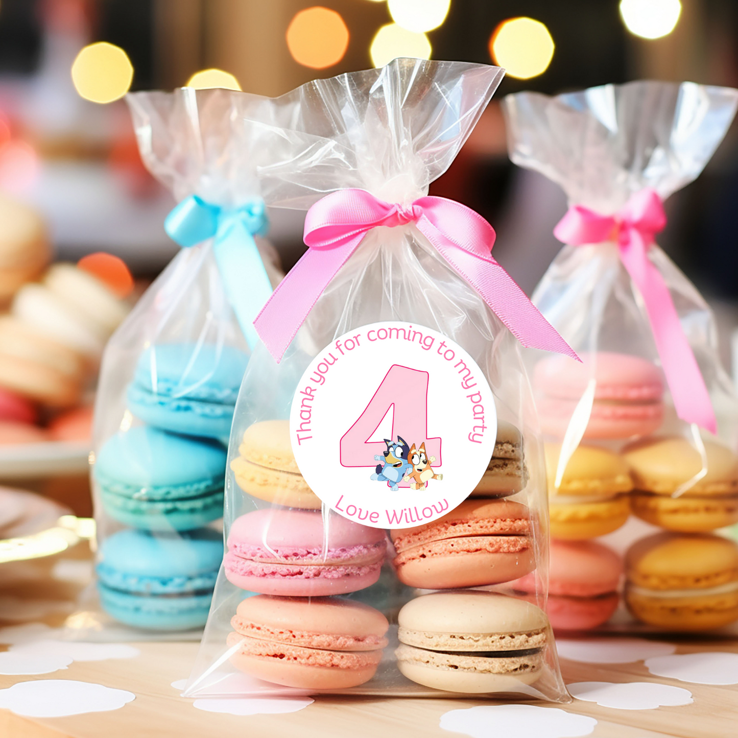 24 X Bluey Pink Number Thank You For Coming To My Party Stickers