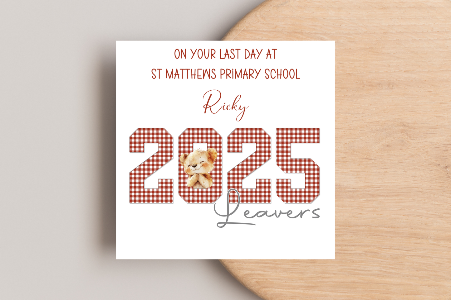 Personalised 2025 Bear School Leavers Card