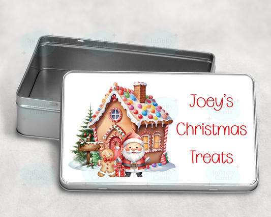 Personalised Gingerbread House Christmas Treat Tin