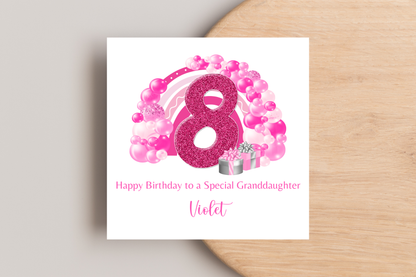 Personalised Pink Girly Birthday Card