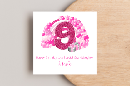 Personalised Pink Girly Birthday Card