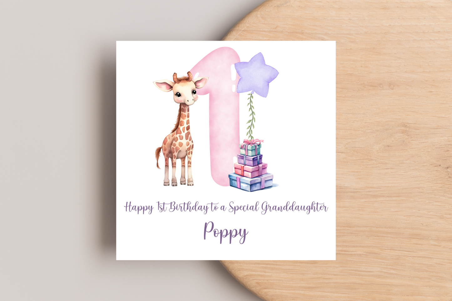Personalised Giraffe Birthday Card