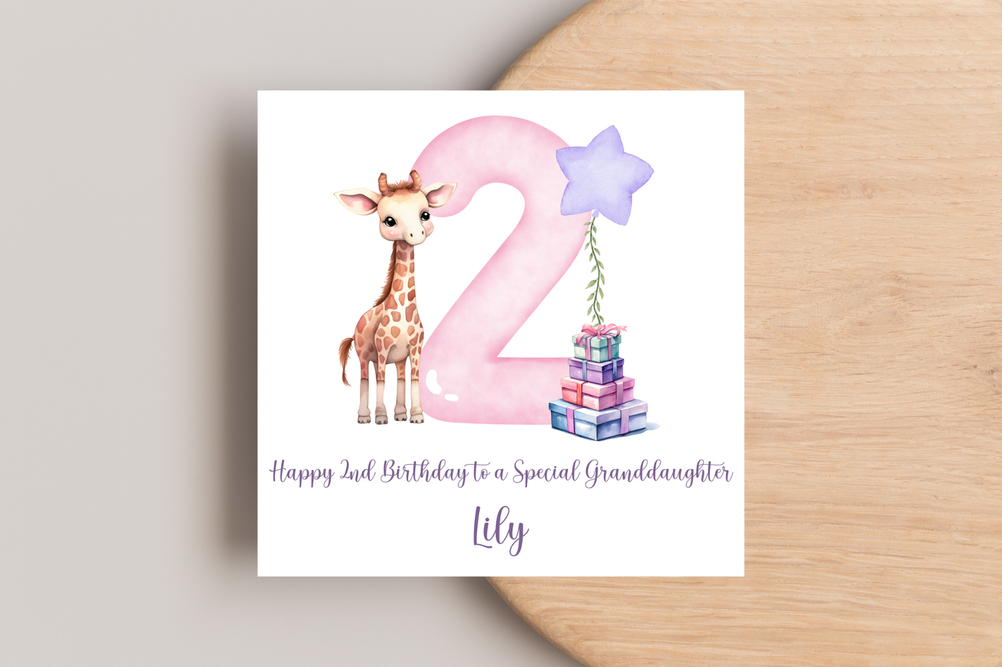 Personalised Giraffe Birthday Card
