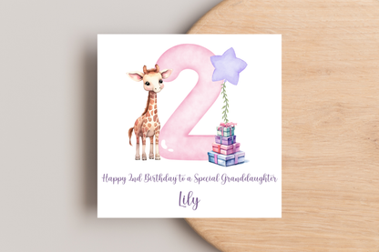 Personalised Giraffe Birthday Card