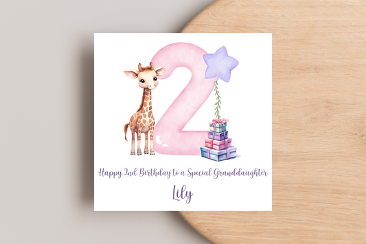 Personalised Giraffe Birthday Card