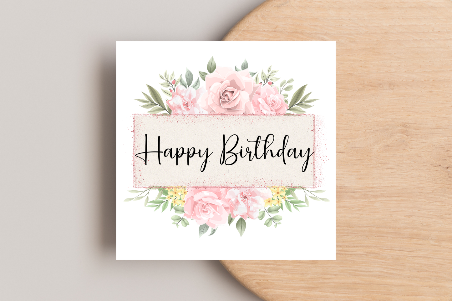 Pink Floral Birthday Banner Card