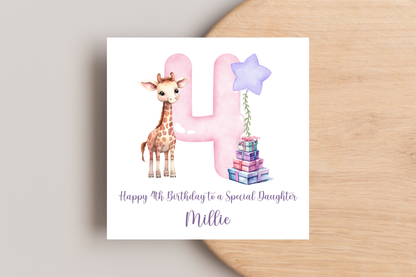 Personalised Giraffe Birthday Card