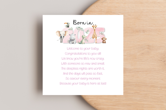Animals Born in 2025 New Baby Card