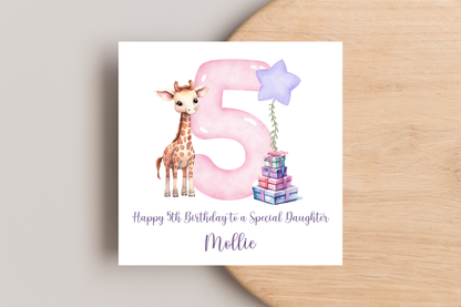 Personalised Giraffe Birthday Card