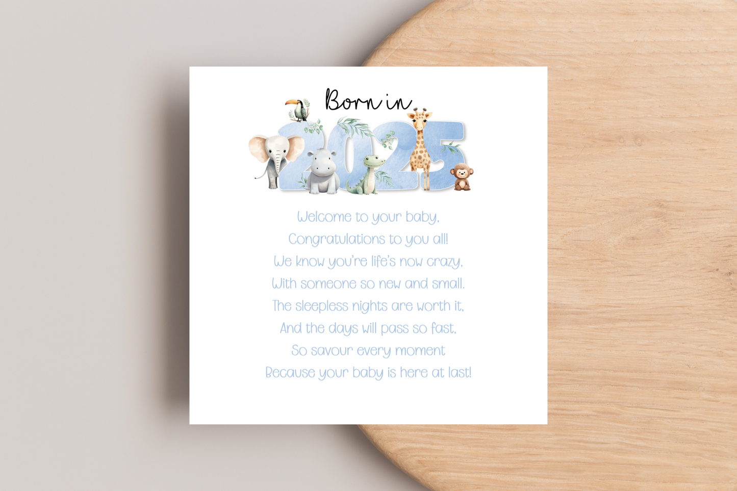 Animals Born in 2025 New Baby Card