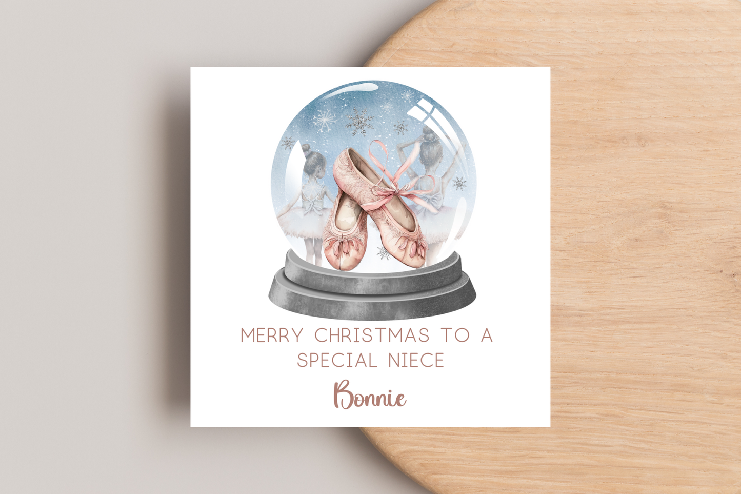 Personalised Ballerina Snow Globe Christmas Card