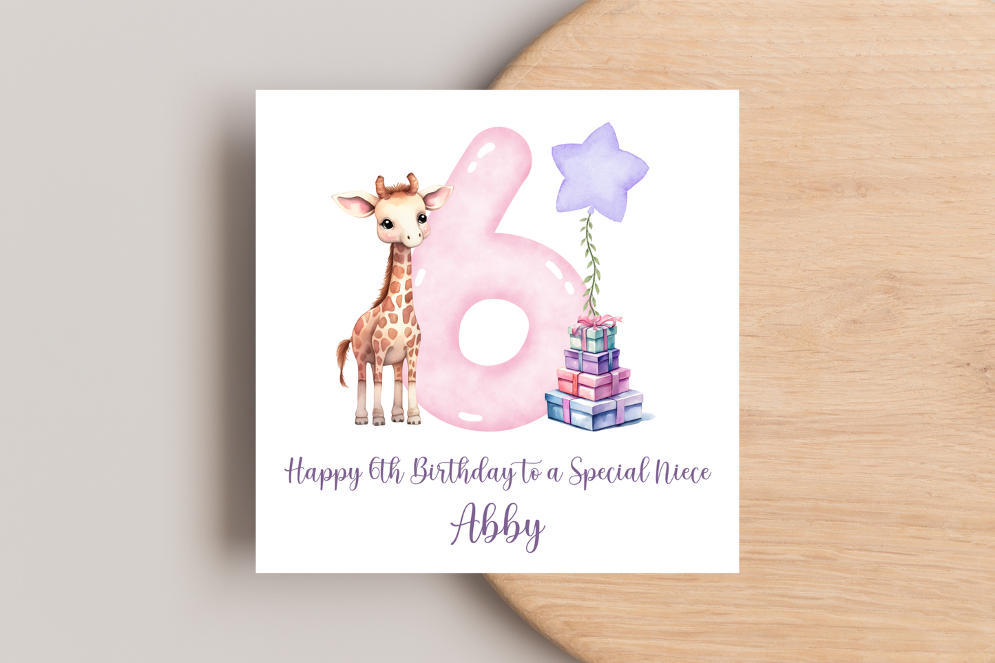 Personalised Giraffe Birthday Card