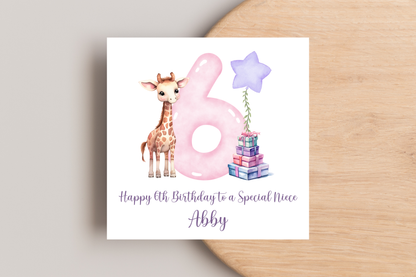 Personalised Giraffe Birthday Card