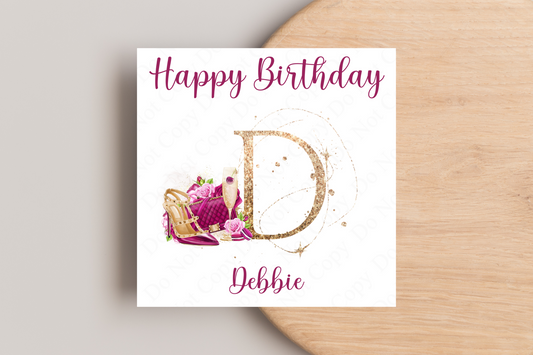 Personalised Pink Birthday card for her