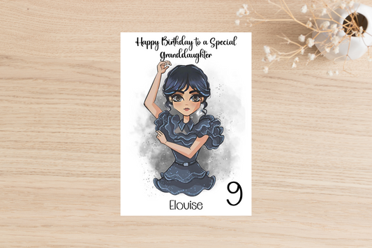 Personalised Wednesday Addams Birthday Card