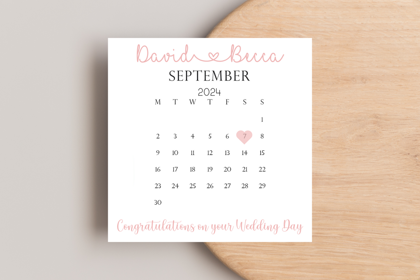 Personalised Wedding Date wedding day Card