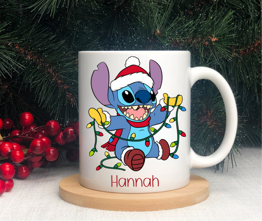 Personalised Stitch Christmas Mug