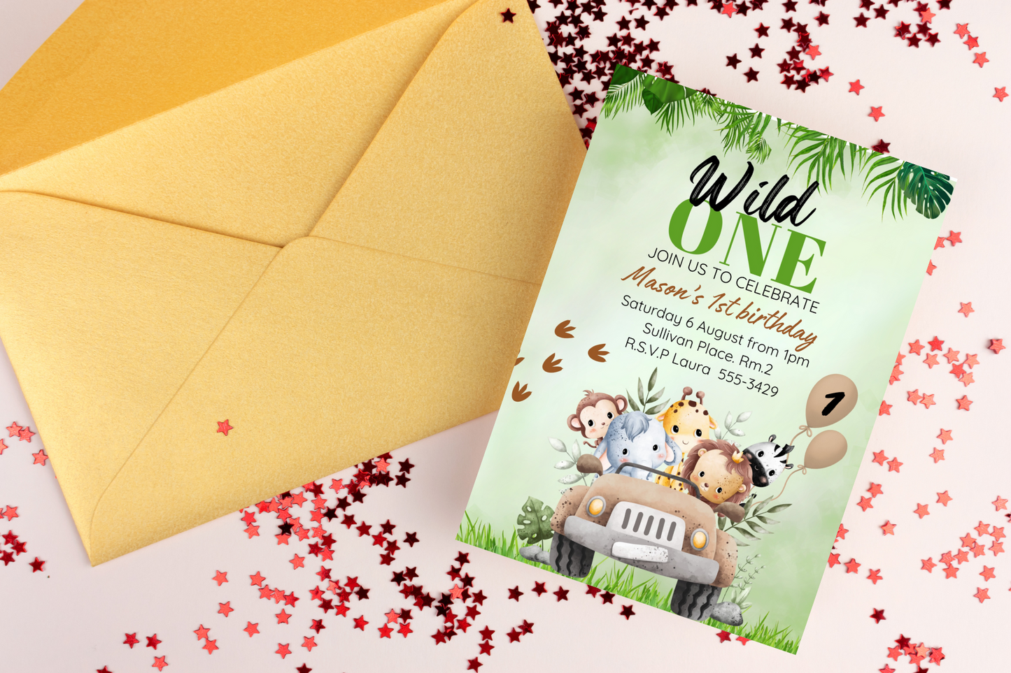 Editable Wild One Birthday Party Invitation