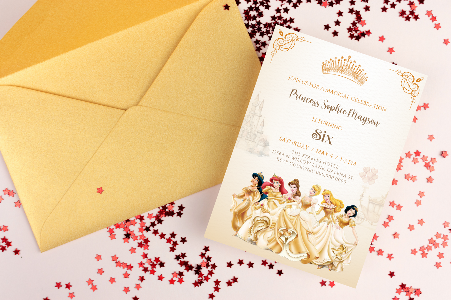 Editable Princess Birthday Party Invitation