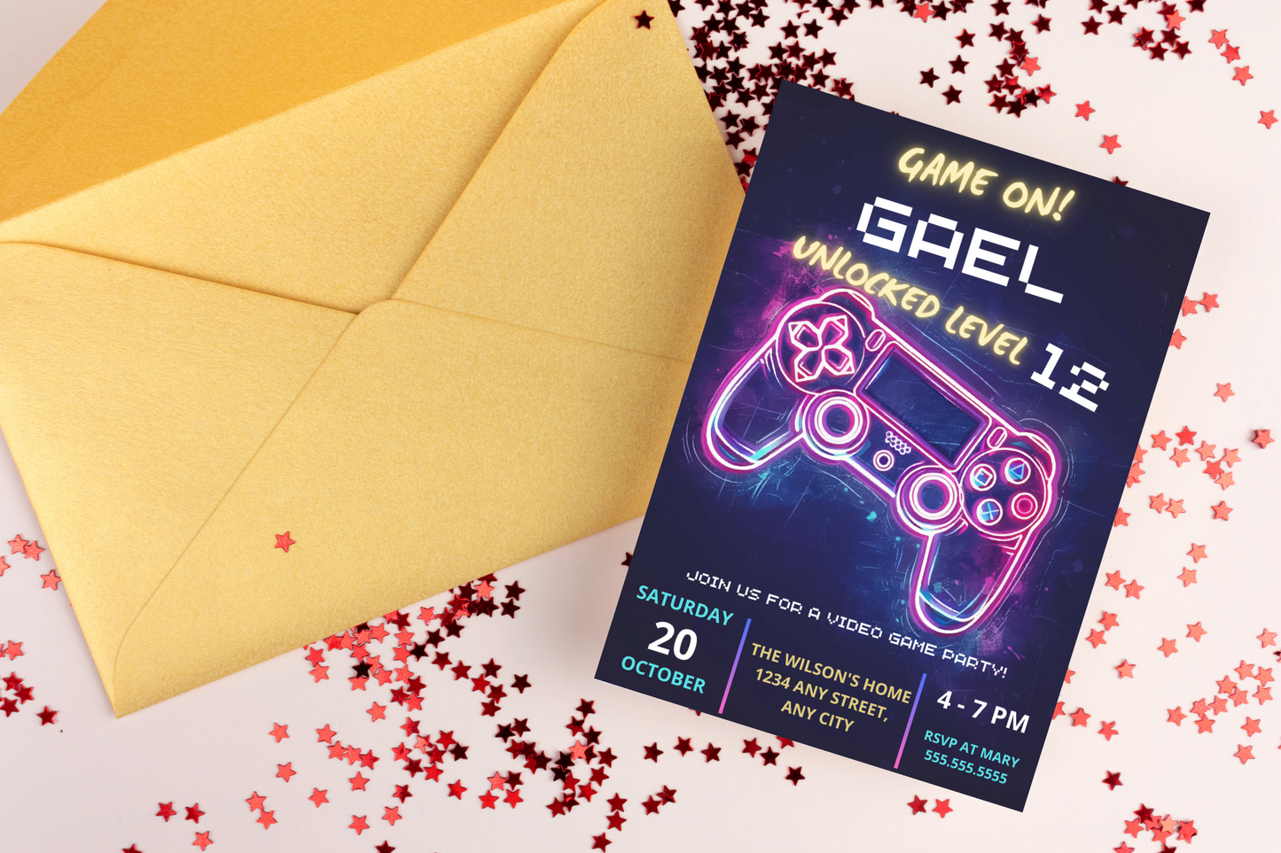 Editable Gamer Party Invitation