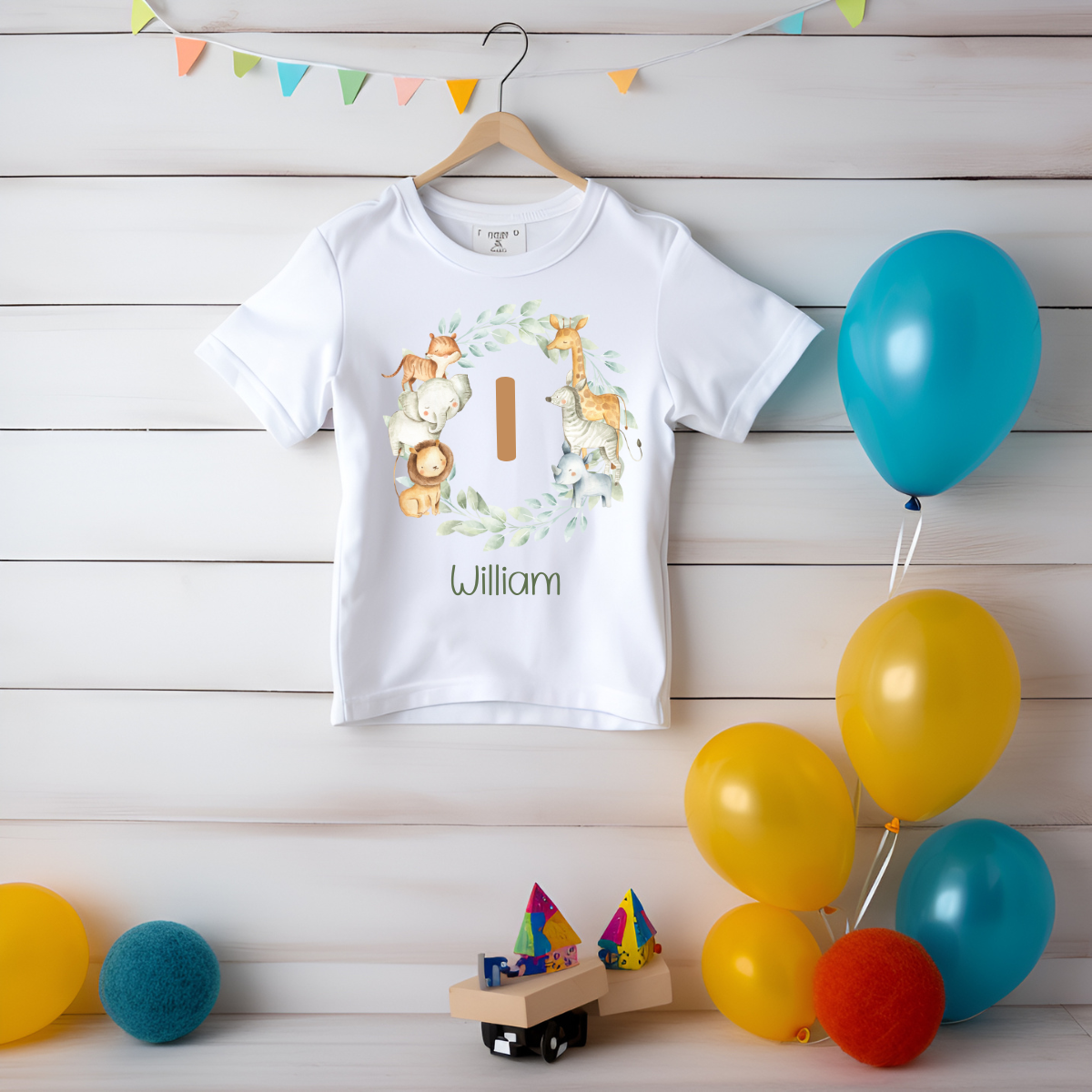 Personalised Jungle Wreath 1st Birthday T-shirt