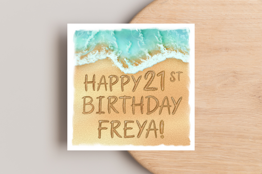Personalised Beach 21st Birthday Card