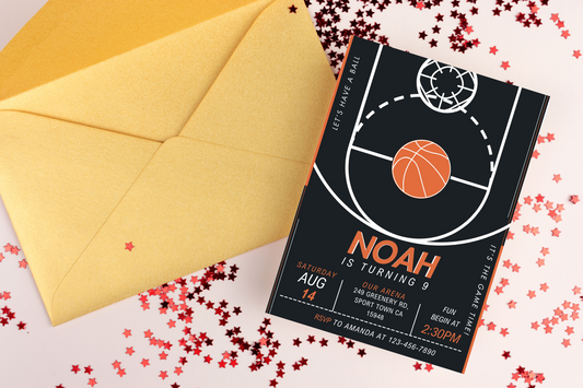 Editable Basketball Birthday Party Invitation