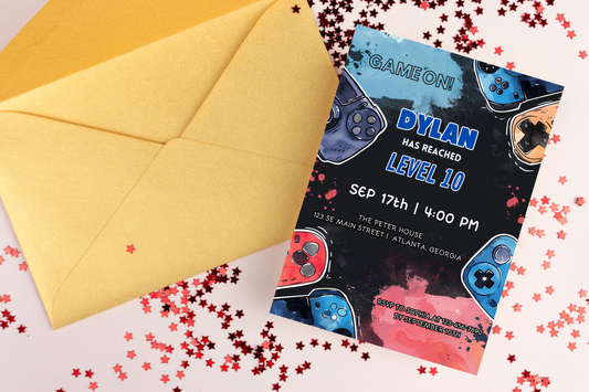 Editable Gamer Party Invitation
