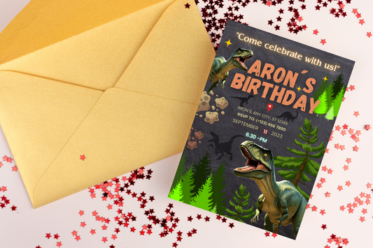 Editable Dinosaur Birthday Party Invitation
