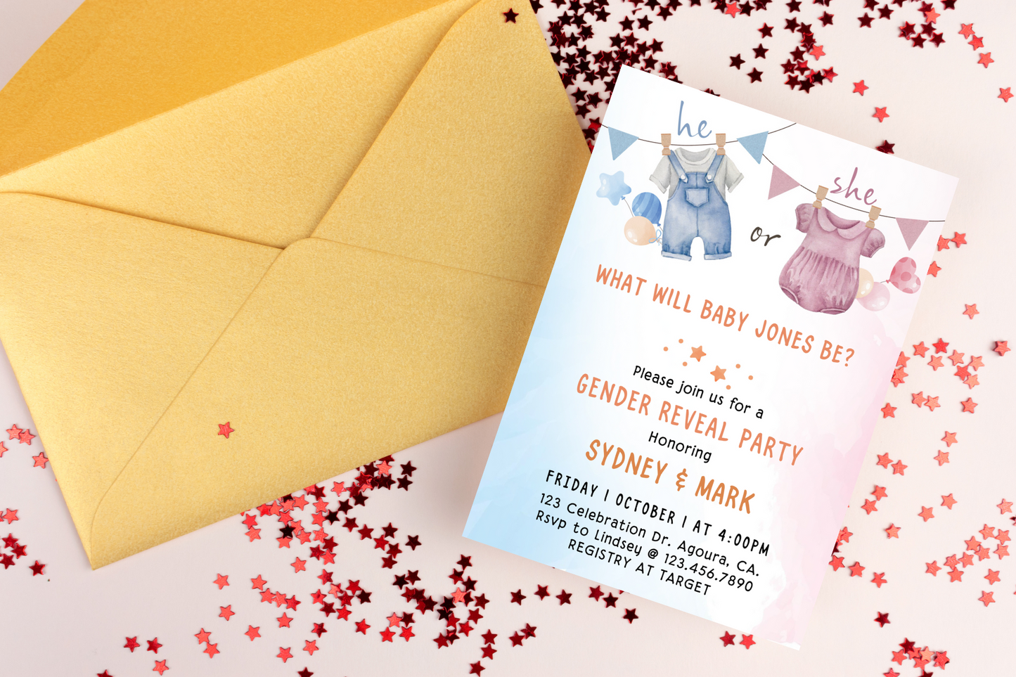 Editable Gender Reveal Invitation