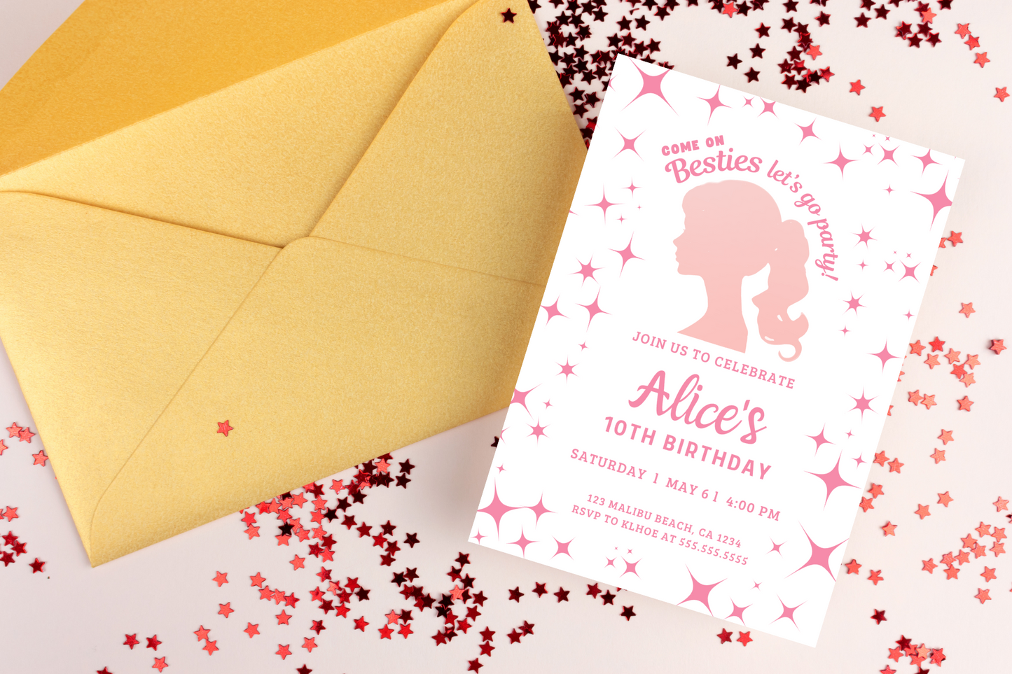 Editable Barbie Birthday Party Invitation