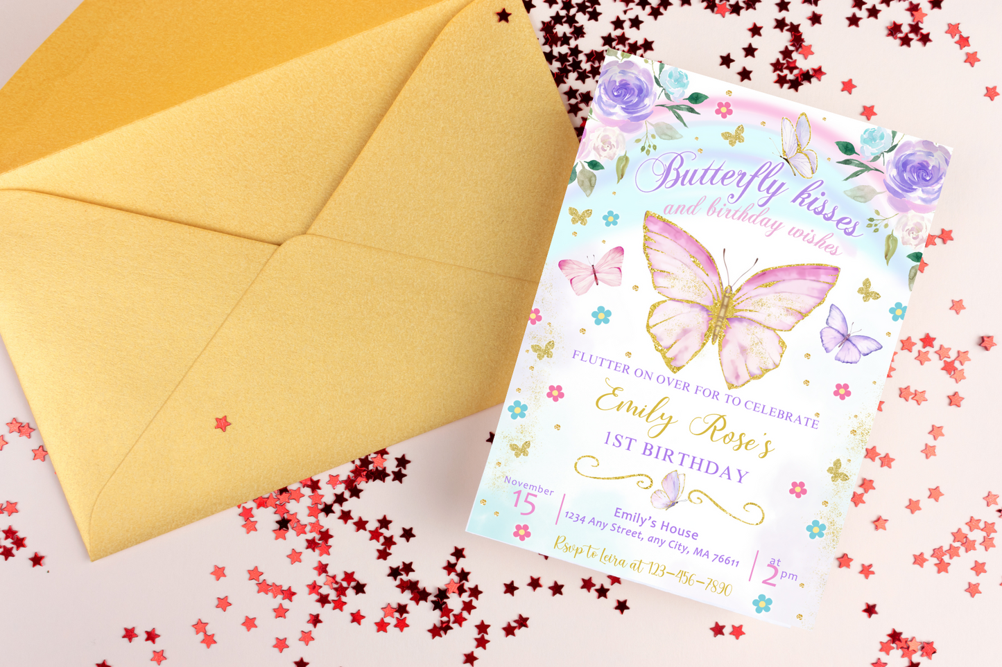 Editable Butterfly Birthday Party Invitation