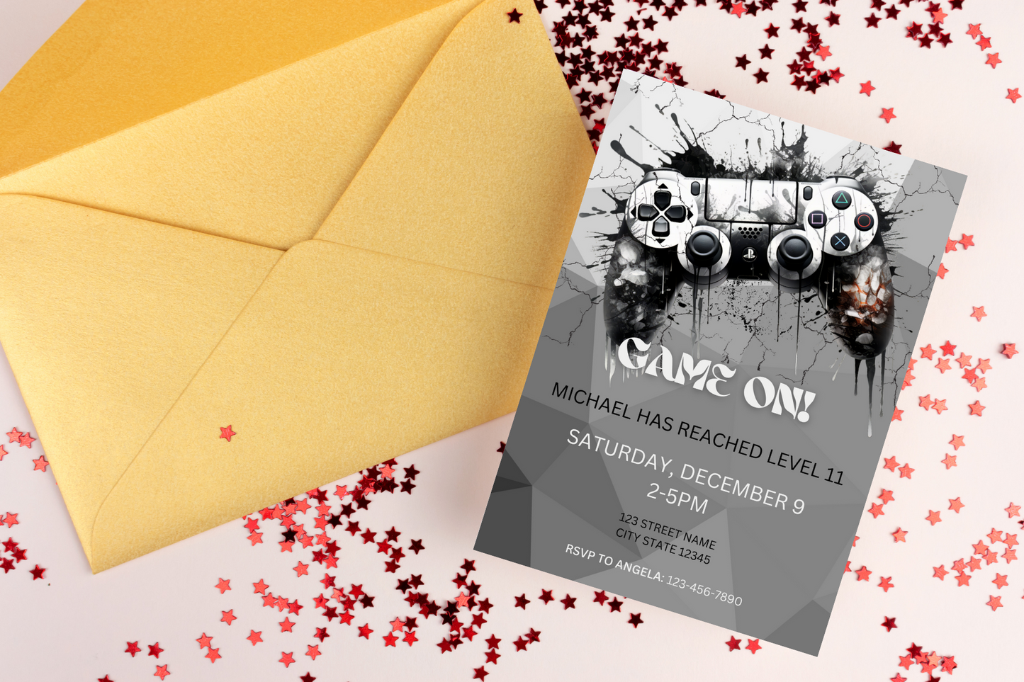 Editable Gamer Party Invitation