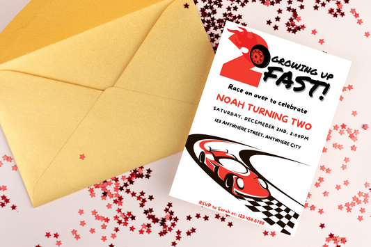 Editable Two Fast Birthday Party Invitation