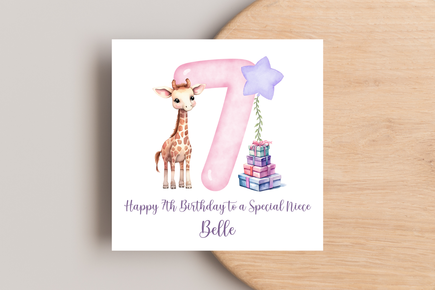 Personalised Giraffe Birthday Card