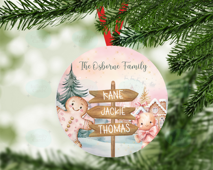 Personalised Gingerbread Family Names Christmas Bauble