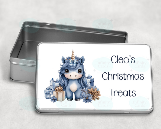 Personalised Unicorn Christmas Tin