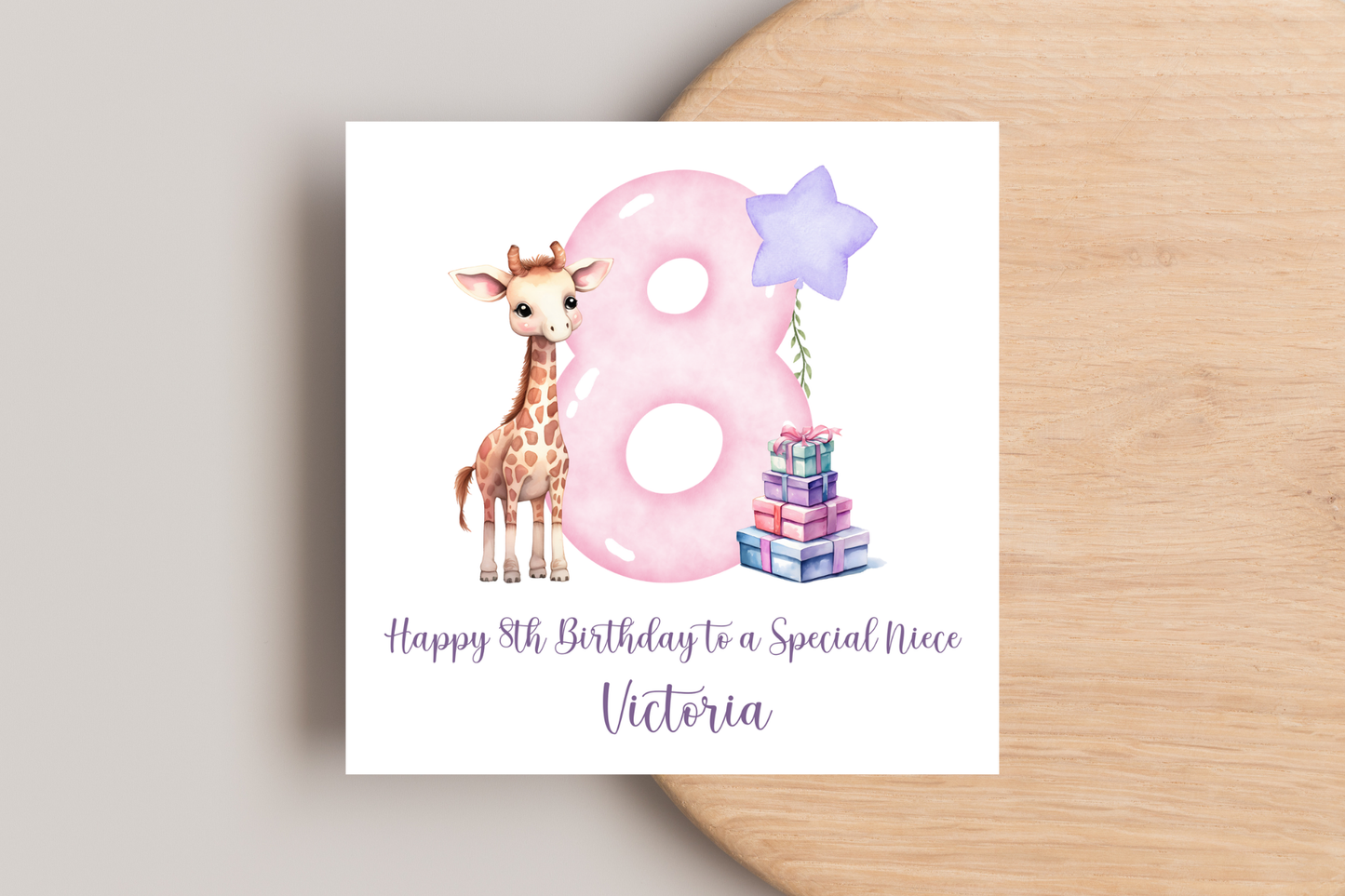 Personalised Giraffe Birthday Card